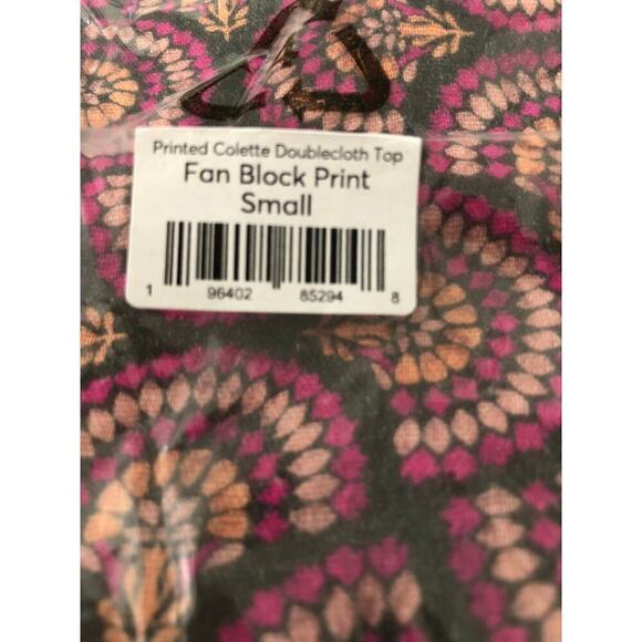 Marine Layer Colette Top Printed Doublecloth Fan Block Print Pink Purple NWT S - Picture 5 of 8